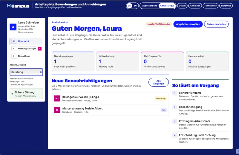 PlusCampus – der digitale Einstieg ins Studium PlusCampus Oberfläche für Studienorientierung, Beratung und Bewerbung